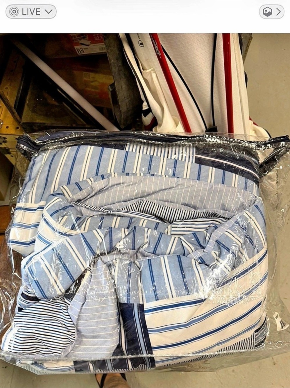 Striped Bag in Blue & White Like New